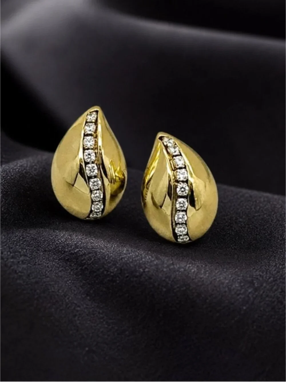 Gold Zircon Teardrop Earrings - PVD Real Gold Plated